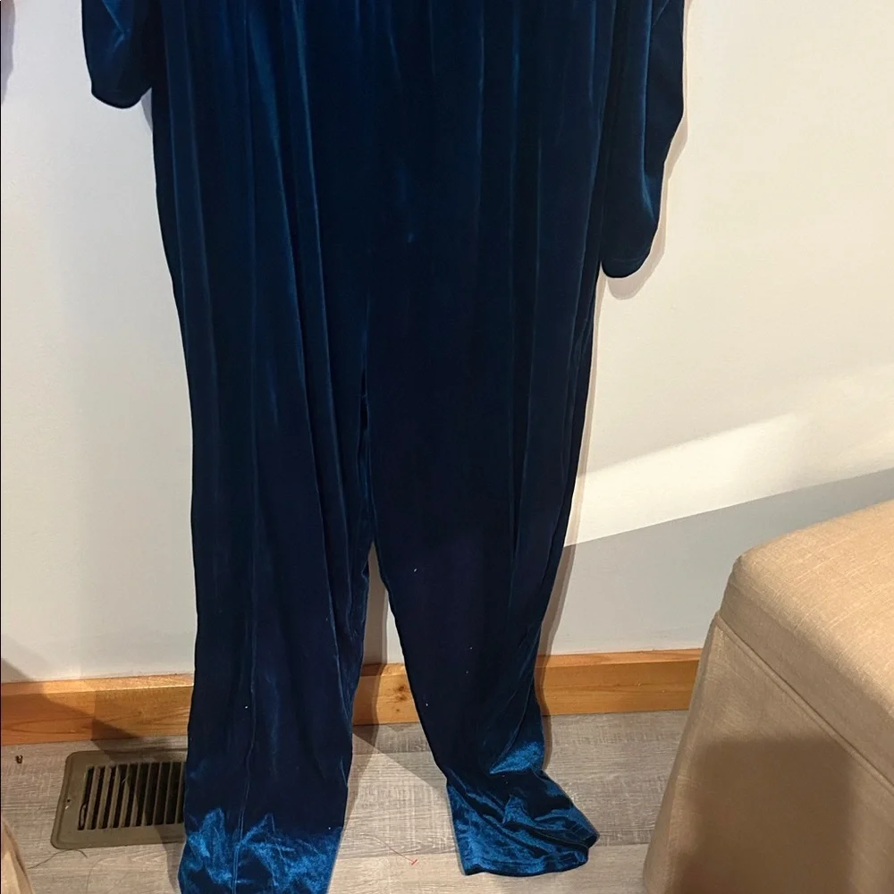 SHEIN Deep Blue Velvet Jumpsuit - Picture 2 of 8
